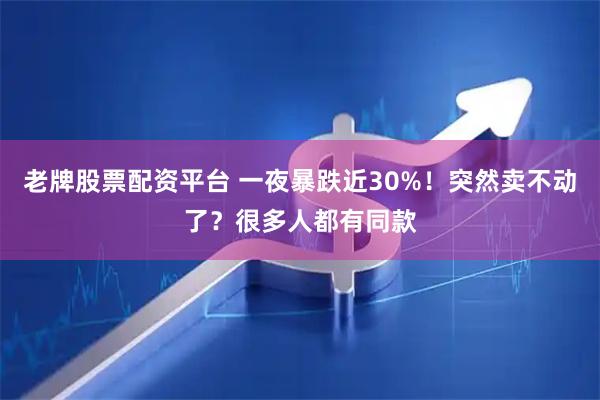 老牌股票配资平台 一夜暴跌近30%！突然卖不动了？很多人都有同款